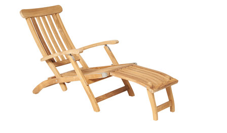 Traditional Teak VICTORIA deckchair / chaise longue