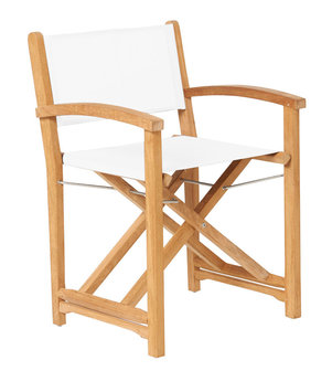 Traditional Teak KATE director chair (blanc)