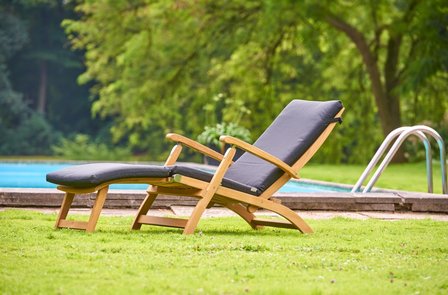 Traditional Teak KATE deckchair / chaise longue (Taupe)