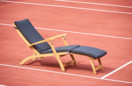 Traditional Teak KATE deckchair / chaise longue (blanc)