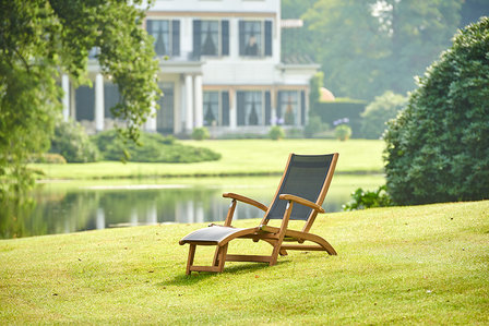 Traditional Teak KATE deckchair / chaise longue (blanc)