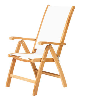 Traditional Teak KATE Si&egrave;ge Inclinable / R&eacute;glable (Blanc)