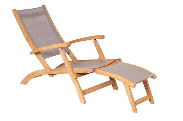 Traditional Teak KATE deckchair / chaise longue (Taupe)