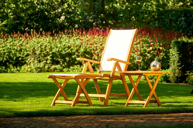 Traditional Teak KATE Siège Inclinable / Réglable (Blanc)